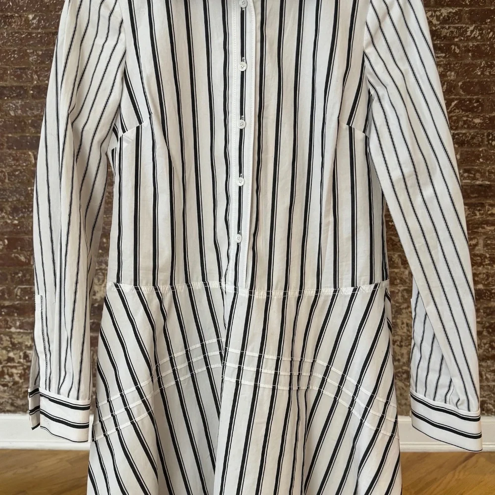 Derek Lam 10 Crosby Long-Sleeve Striped Cotton Shirt Dress - Picture 2 of 6